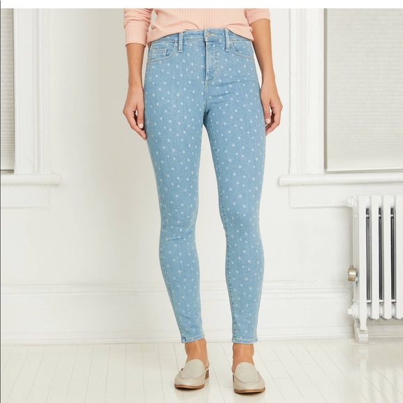 High-Rise Polka dot Jeans 90% cotton Stretch - Picture 2 of 2